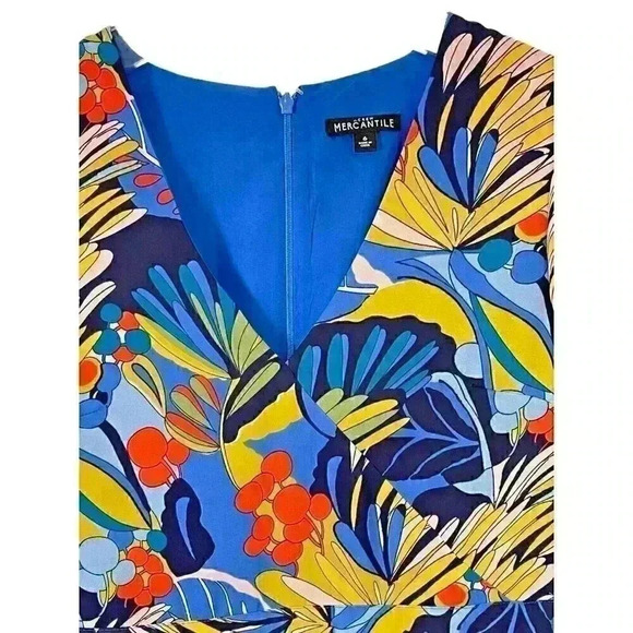 J. Crew Mercantile Faux Wrap Floral Paradise Tropical Mini Dress Size 6 - Picture 5 of 7